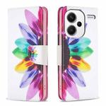 For Xiaomi Redmi Note 13 Pro+ Colored Drawing Pattern Leather Phone Case(Sun Flower)
