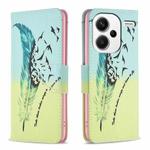 For Xiaomi Redmi Note 13 Pro+ Colored Drawing Pattern Leather Phone Case(Feather)