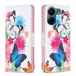 For Xiaomi Redmi 13C Colored Drawing Pattern Leather Phone Case(Butterflies)