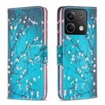 For Xiaomi Redmi Note 13 4G Global Colored Drawing Pattern Leather Phone Case(Plum Blossom)