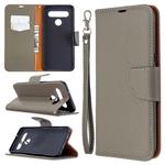 For LG K61 Litchi Texture Pure Color Horizontal Flip Leather Case with Holder & Card Slots & Wallet & Lanyard(Grey)