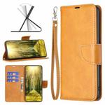 For Google Pixel 8 Lambskin Texture Pure Color Flip Leather Phone Case(Yellow)