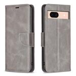 For Google Pixel 8a Lambskin Texture Pure Color Flip Leather Phone Case(Grey)