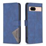 For Google Pixel 8a Magnetic Buckle Rhombus Texture Leather Phone Case(Blue)