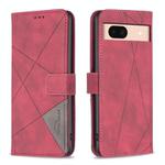 For Google Pixel 8a Magnetic Buckle Rhombus Texture Leather Phone Case(Red)