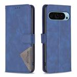 For Google Pixel 9 Magnetic Buckle Rhombus Texture Leather Phone Case(Blue)