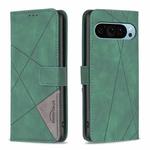 For Google Pixel 9 Pro Magnetic Buckle Rhombus Texture Leather Phone Case(Green)