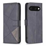 For Google Pixel 9A Magnetic Buckle Rhombus Texture Leather Phone Case(Black)