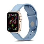 For Apple Watch Series 7 41mm / 6 & SE & 5 & 4 40mm / 3 & 2 & 1 38mm Single Buckle TPU+ Genuine Leather Watch Band(Blue)