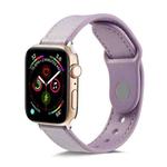 For Apple Watch Series 7 41mm / 6 & SE & 5 & 4 40mm / 3 & 2 & 1 38mm Single Buckle TPU+ Genuine Leather Watch Band(Purple)