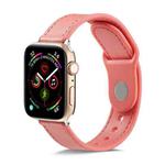 For Apple Watch Series 7 45mm / 6 & SE & 5 & 4 44mm / 3 & 2 & 1 42mm Single Buckle TPU+ Genuine Leather Watch Band(Rose Red)