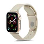 For Apple Watch Series 7 45mm / 6 & SE & 5 & 4 44mm / 3 & 2 & 1 42mm Single Buckle TPU+ Genuine Leather Watchband(Creamy White)