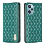 For Xiaomi Poco F5 5G / Redmi Note 12 Turbo Diamond Lattice Magnetic Leather Flip Phone Case(Green)