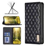 For Xiaomi Redmi 12 4G Diamond Lattice Magnetic Leather Flip Phone Case(Black)