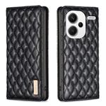 For Xiaomi Redmi Note 13 Pro+ 5G Diamond Lattice Magnetic Leather Flip Phone Case(Black)