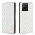 For Xiaomi 13T / 13T Pro / Redmi K60 Ultra Diamond Lattice Magnetic Leather Flip Phone Case(White)