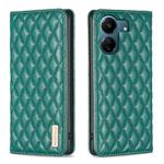 For Xiaomi Redmi 13C Diamond Lattice Magnetic Leather Flip Phone Case(Green)