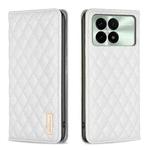 For Xiaomi Redmi K70 / K70 Pro Diamond Lattice Magnetic Leather Flip Phone Case(White)