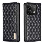 For Xiaomi Redmi Note 13 4G Global Diamond Lattice Magnetic Leather Flip Phone Case(Black)