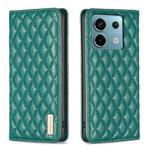 For Xiaomi Redmi Note 13 Pro 4G Global Diamond Lattice Magnetic Leather Flip Phone Case(Green)
