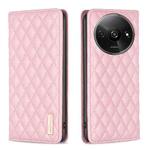 For Xiaomi Redmi A3 Diamond Lattice Magnetic Leather Flip Phone Case(Pink)
