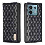 For Xiaomi Poco M6 Pro 4G Diamond Lattice Magnetic Leather Flip Phone Case(Black)