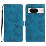 For Google Pixel 8 Flower Embossing Pattern Leather Phone Case(Blue)