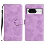 For Google Pixel 8 Flower Embossing Pattern Leather Phone Case(Purple)
