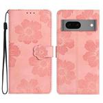 For Google Pixel 7 Flower Embossing Pattern Leather Phone Case(Pink)