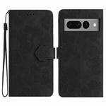 For Google Pixel 7 Pro Flower Embossing Pattern Leather Phone Case(Black)