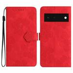 For Google Pixel 6 Flower Embossing Pattern Leather Phone Case(Red)
