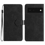 For Google Pixel 6 Flower Embossing Pattern Leather Phone Case(Black)