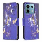 For Xiaomi Redmi Note 13 Pro Colored Drawing Pattern Leather Phone Case(Purple Butterfly)