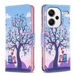 For Xiaomi Redmi Note 13 Pro+ Colored Drawing Pattern Leather Phone Case(Owl)