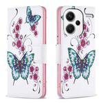 For Xiaomi Redmi Note 13 Pro+ Colored Drawing Pattern Leather Phone Case(Flowers Butterfly)