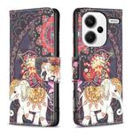 For Xiaomi Redmi Note 13 Pro+ 5G Colored Drawing Pattern Leather Phone Case(Flowers Elephant)