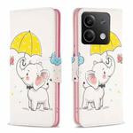 For Xiaomi Redmi Note 13 Colored Drawing Pattern Leather Phone Case(Umbrella Elephant)