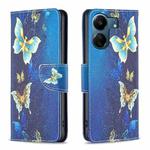 For Xiaomi Redmi 13C Colored Drawing Pattern Leather Phone Case(Gold Butterfly)