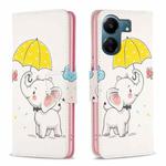 For Xiaomi Redmi 13C Colored Drawing Pattern Leather Phone Case(Umbrella Elephant)