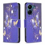 For Xiaomi Redmi 13C Colored Drawing Pattern Leather Phone Case(Purple Butterfly)