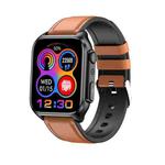 TK12 1.96 inch IP67 Waterproof Leather Band Smart Watch Supports ECG / Remote Families Care / Bluetooth Call / Body Temperature Monitoring(Brown)