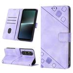 For Sony Xperia 1 V Skin-feel Embossed Leather Phone Case(Light Purple)