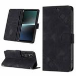 For Sony Xperia 1 V Skin-feel Embossed Leather Phone Case(Black)
