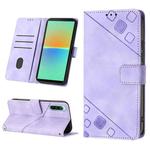 For Sony Xperia 10 V Skin-feel Embossed Leather Phone Case(Light Purple)