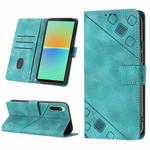 For Sony Xperia 10 V Skin-feel Embossed Leather Phone Case(Green)