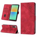 For Sony Xperia 10 V Skin-feel Embossed Leather Phone Case(Red)