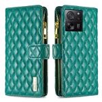 For Xiaomi 13T / 13T Pro / Redmi K60 Ultra Diamond Lattice Zipper Wallet Leather Flip Phone Case(Green)