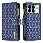 For Xiaomi Redmi K70 / K70 Pro Diamond Lattice Zipper Wallet Leather Flip Phone Case(Blue)