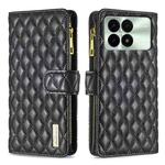 For Xiaomi Redmi K70 / K70 Pro Diamond Lattice Zipper Wallet Leather Flip Phone Case(Black)