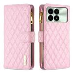 For Xiaomi Redmi K70E Diamond Lattice Zipper Wallet Leather Flip Phone Case(Pink)
